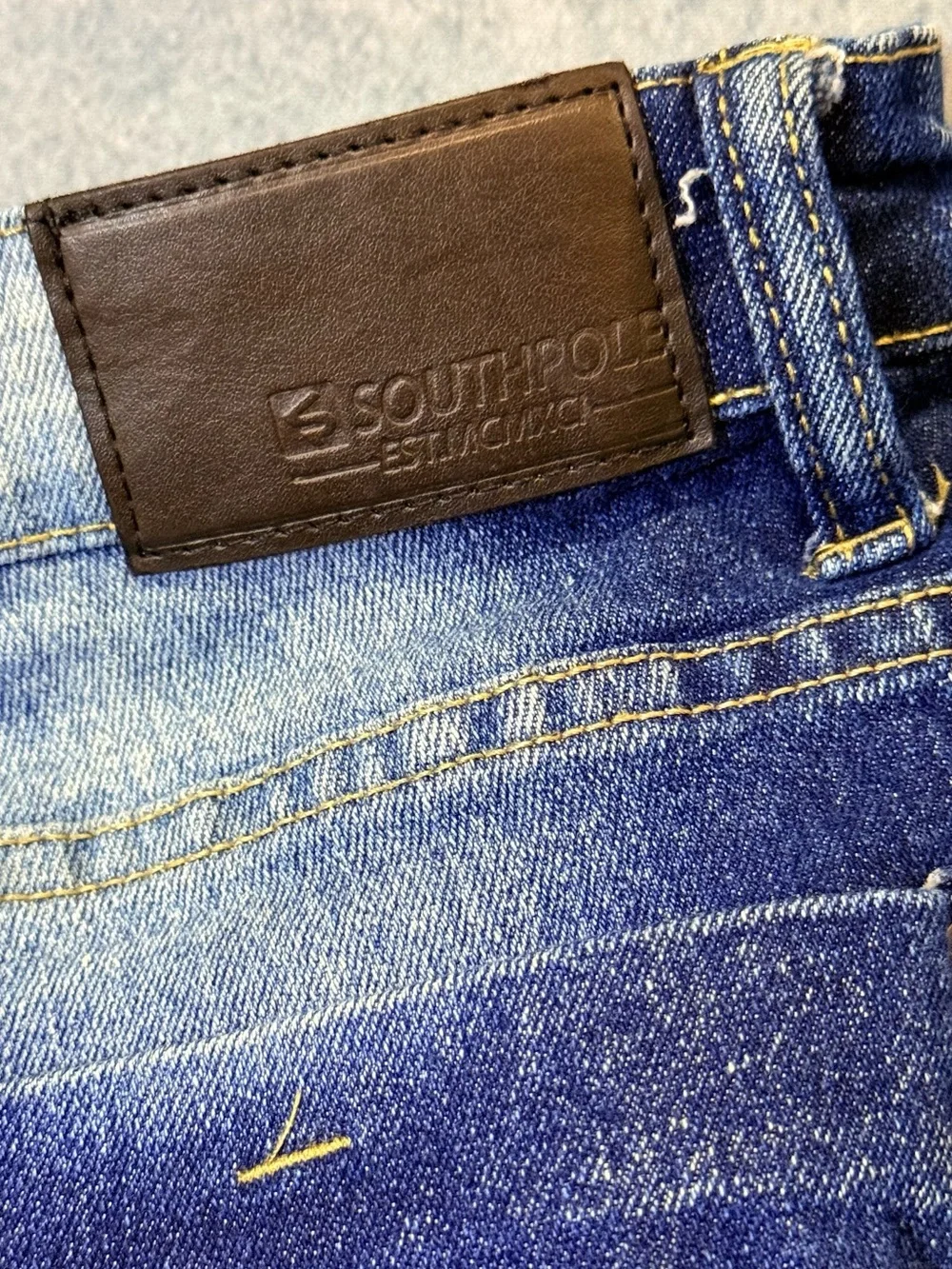 South Pole Men’s Blue Moto Ribbed Skinny Jeans